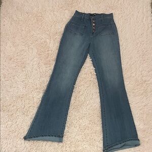 Fashion Nova Flare Jeans in Classic Blue